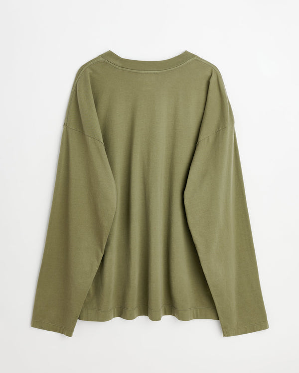 Full long sleeve t-shirt | Washed army green jersey